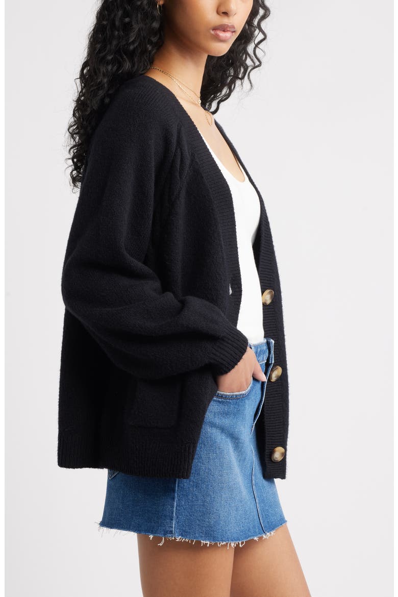 Relaxed Everyday Cardigan, Alternate, color, BLACK