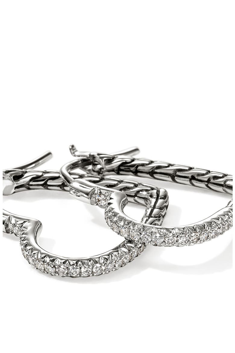 Essentials Heart Pavé Hoop Earrings, Alternate, color, SILVER