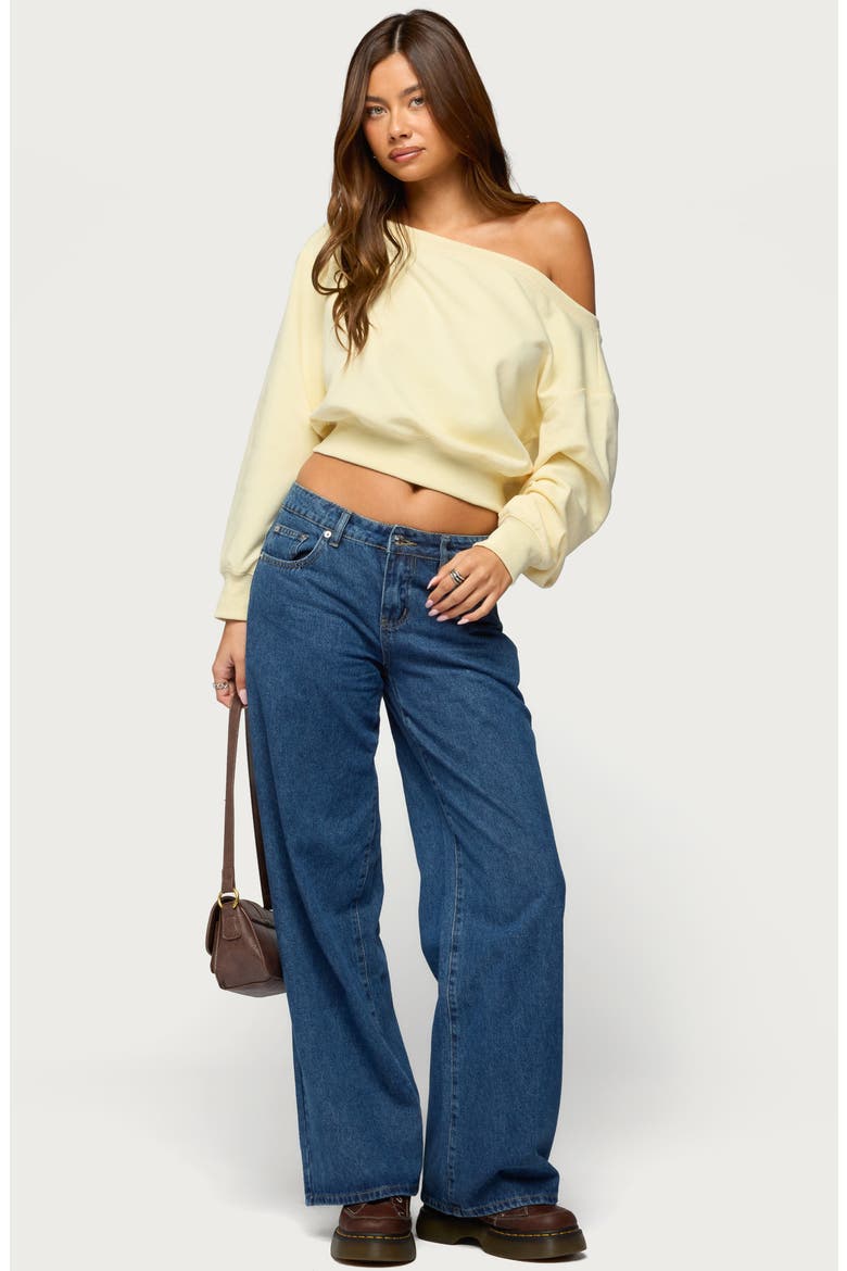 Christy Off the Shoulder Cotton Blend Sweatshirt, Alternate, color, YELLOW