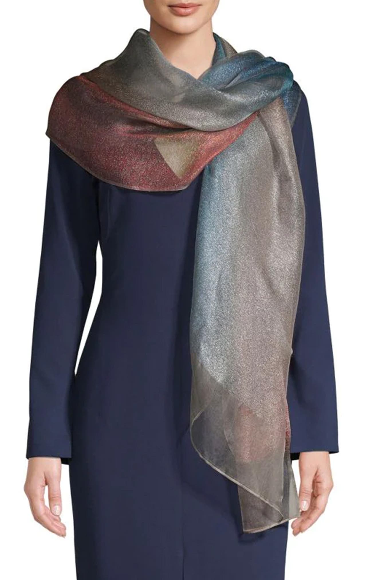 SAACHI Ombré Shimmer Silk Scarf