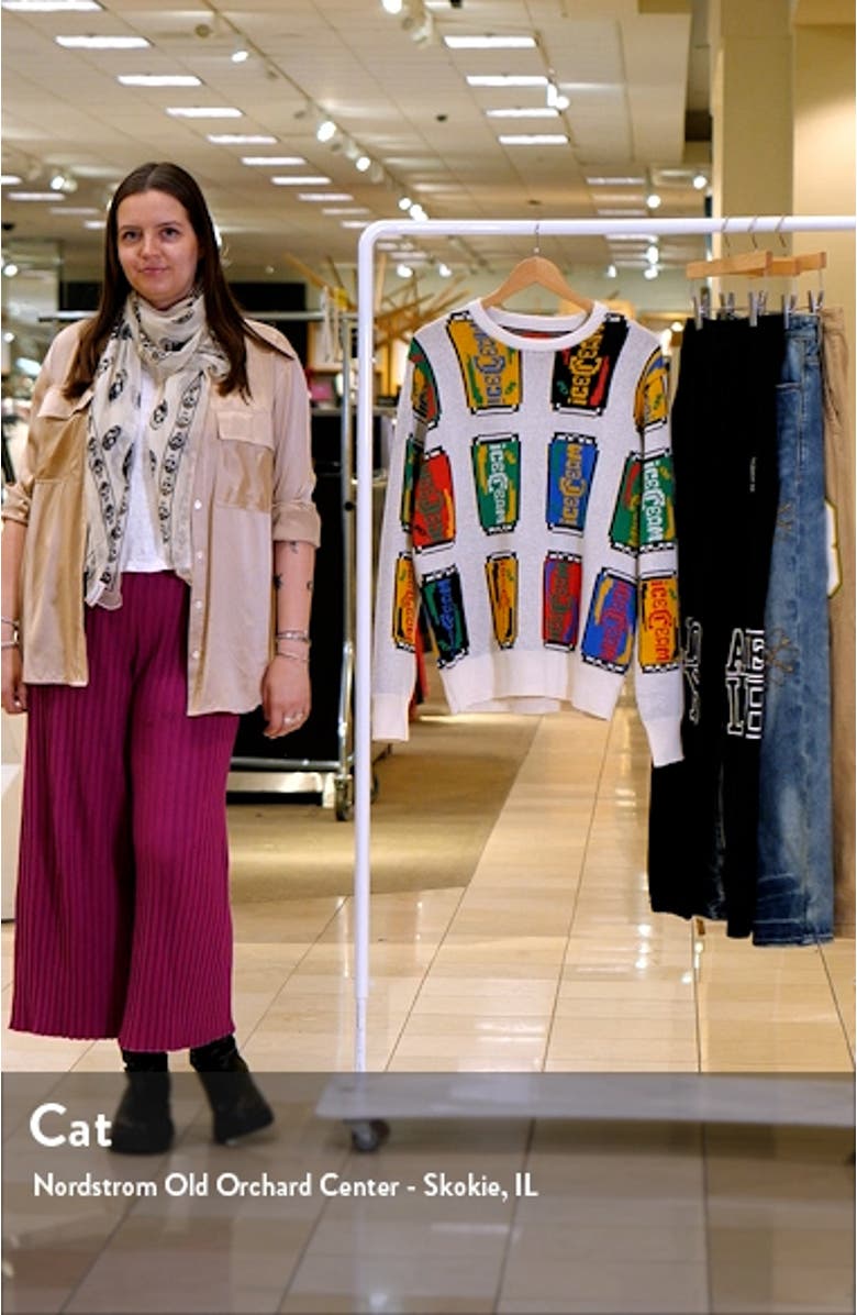 Lemon Lime Jacquard Cotton Crewneck Sweater, sales video thumbnail