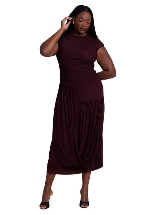 Drape Detail Fitted Mesh Dress