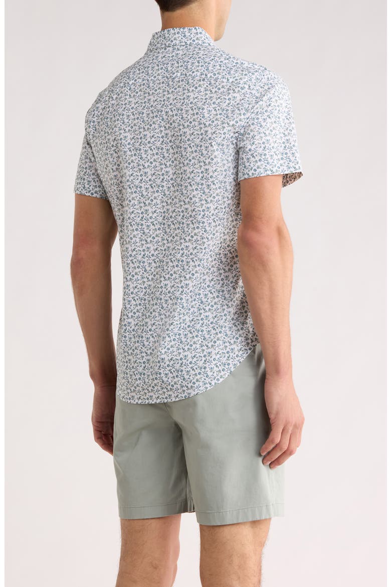 Kenria Floral Slim Fit Short Sleeve Stretch Cotton Button-Up Shirt, Alternate, color, BLUE GREEN FLORAL