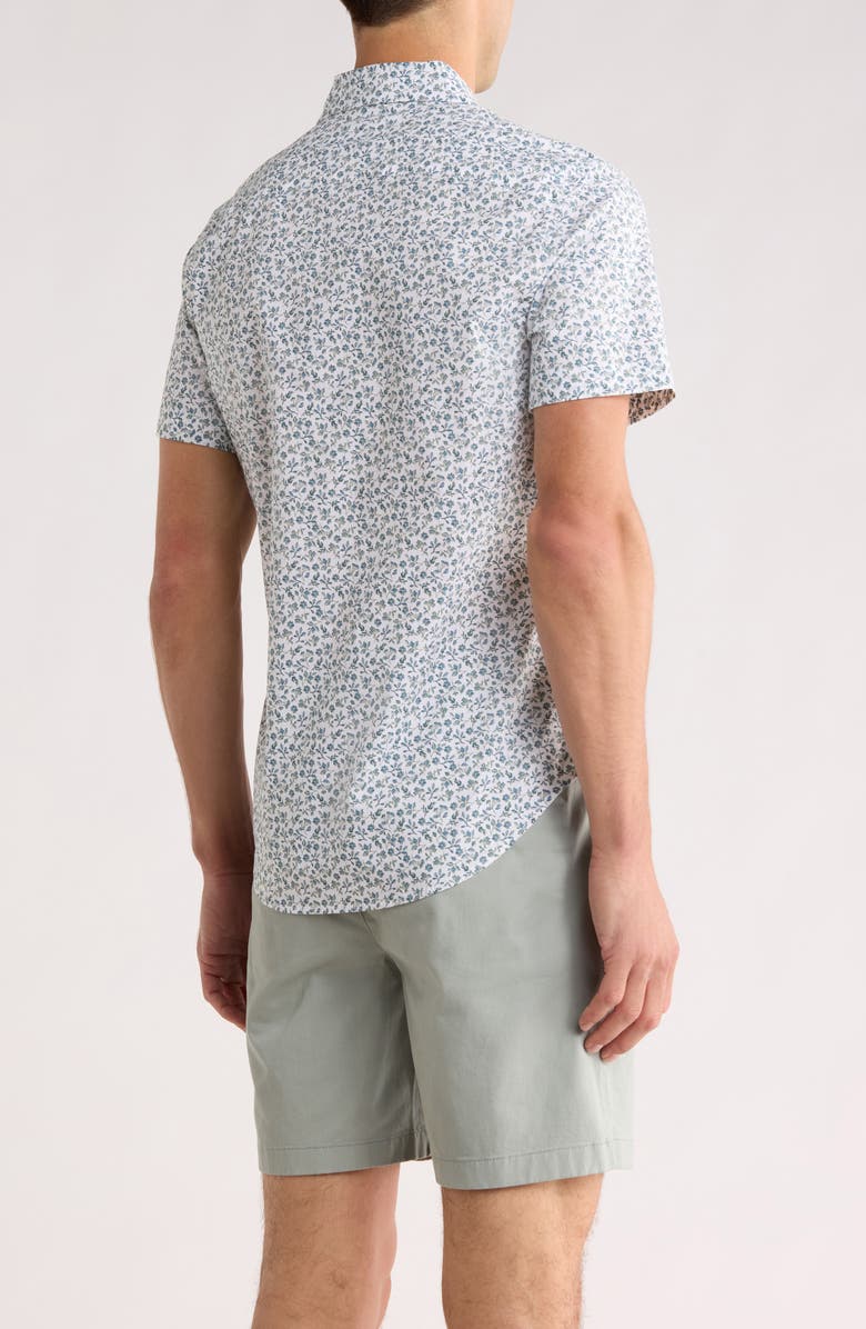 Bonobos Kenria Floral Slim Fit Short Sleeve Stretch Cotton Button-Up Shirt, Alternate, color, Blue Green Floral
