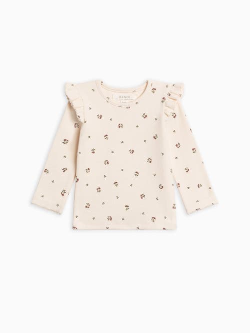 Kendi Rina Ribbed Ruffle Top In Multi