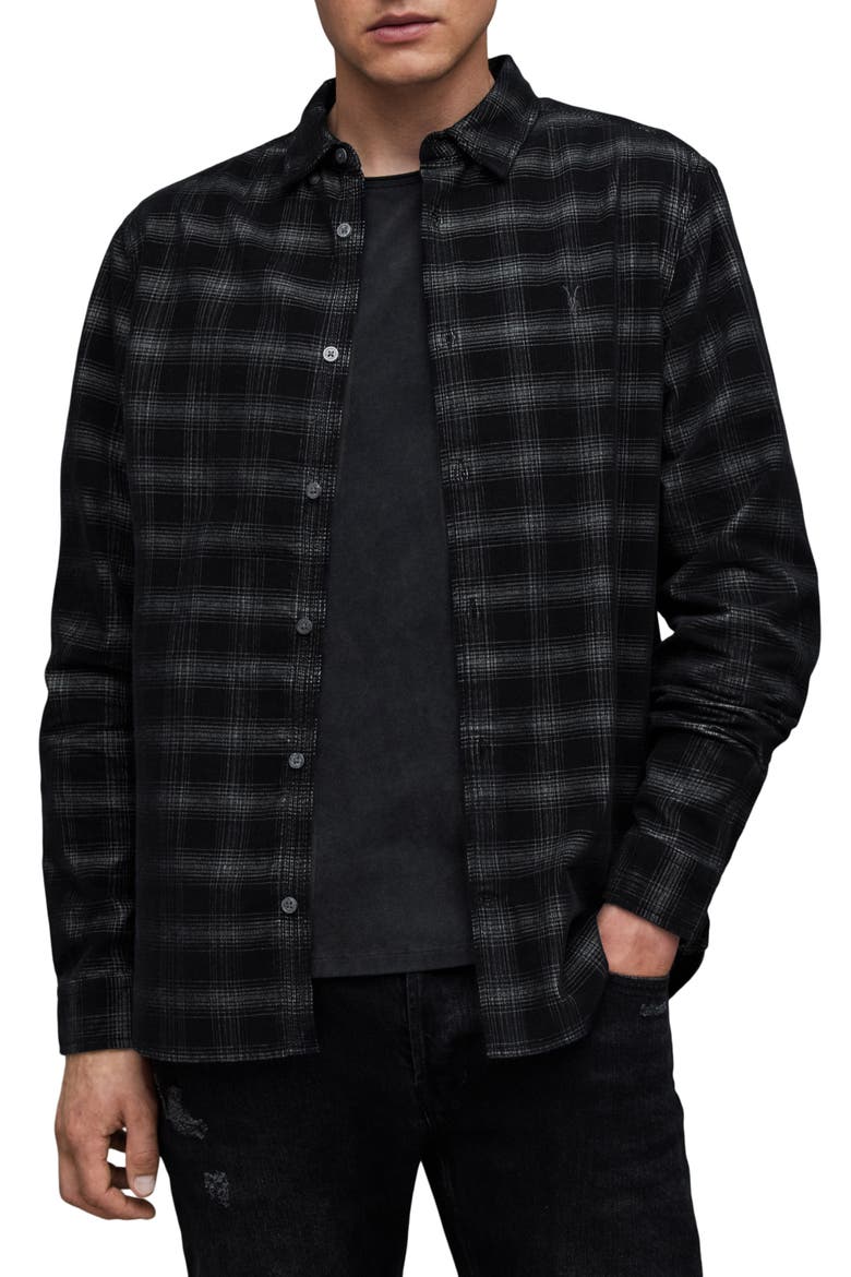 Eastburn Plaid Button-Up Shirt, Main, color, BLACK