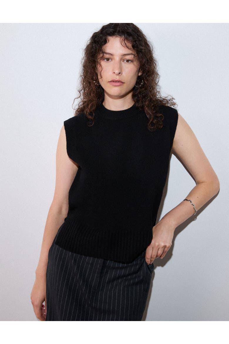 Wool Sleeveless Tank, Main, color, Black
