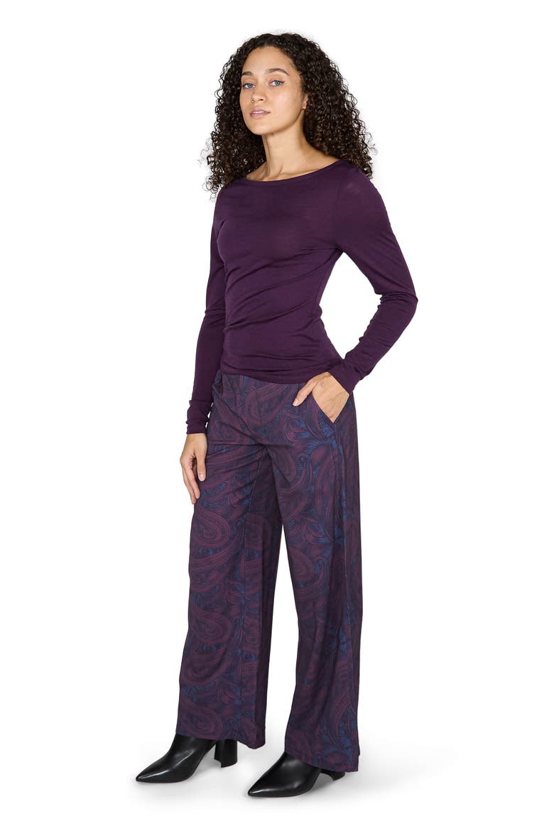 Carly Merino Long Sleeve Boatneck Shirt, Alternate, color, Plum