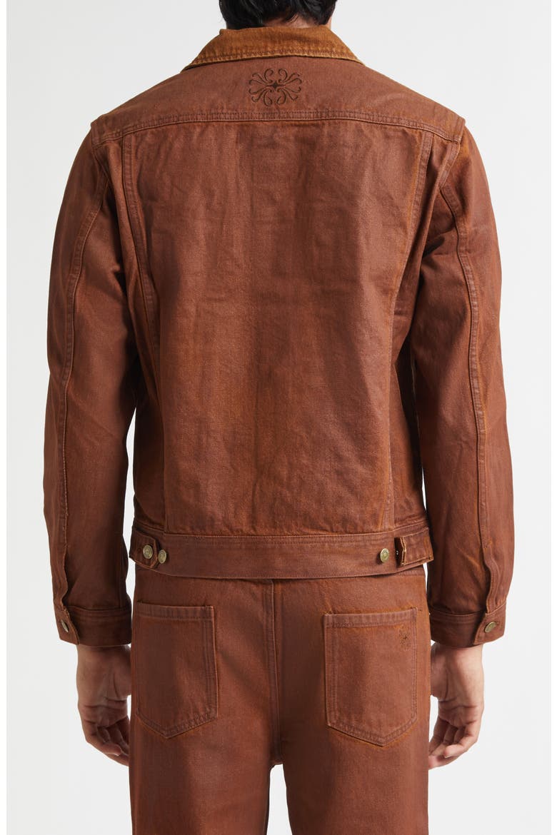 Coated Denim Trucker Jacket, Alternate, color, COATED BROWN