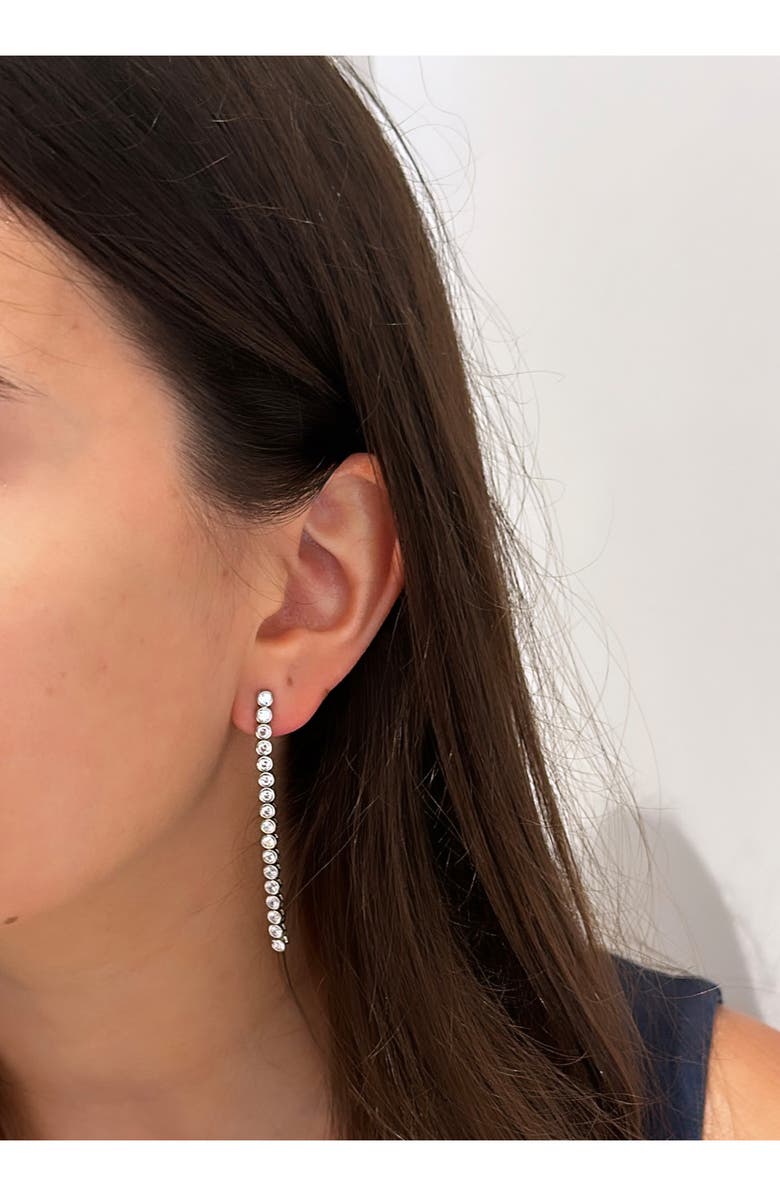 SHYMI Round Bezel Set Drop Earrings, Alternate, color, Silver