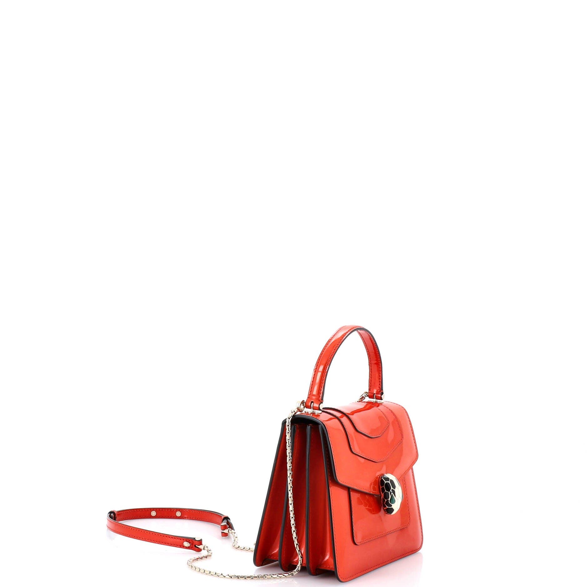 Serpenti Top Handle Bag Patent Small, Alternate, color, Orange