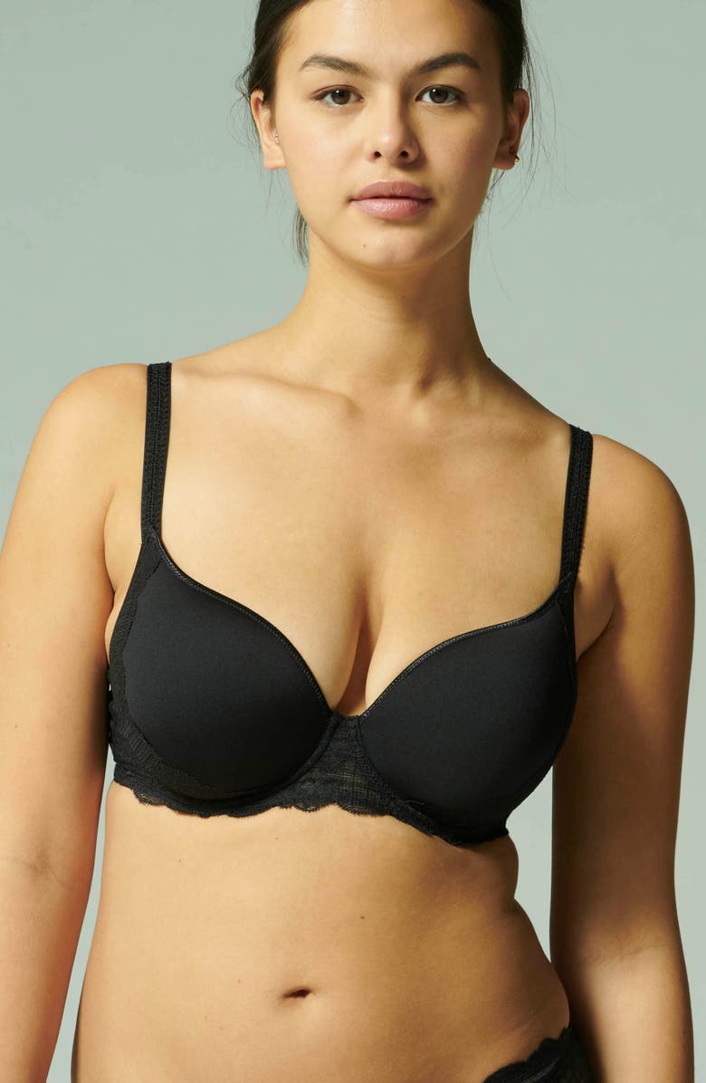 Simone Perele Reve Underwire 3D Plunge Bra, Alternate, color, Black