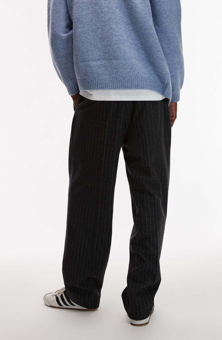 Topman Pinstripe Wool Blend Wide Leg Pants, Alternate, color, 
