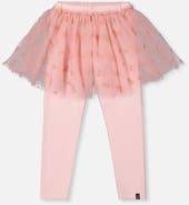 Deux par Deux Rib Leggings with Integrated Tulle Skirt