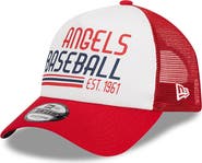 New Era Men's New Era White/Red Los Angeles Angels Stacked A-Frame Trucker 9FORTY Adjustable Hat