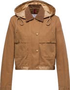 Moncler Aconitum Mixed Media Shirt Jacket with Detachable Hood