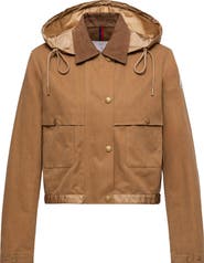 Moncler Aconitum Mixed Media Shirt Jacket with Detachable Hood