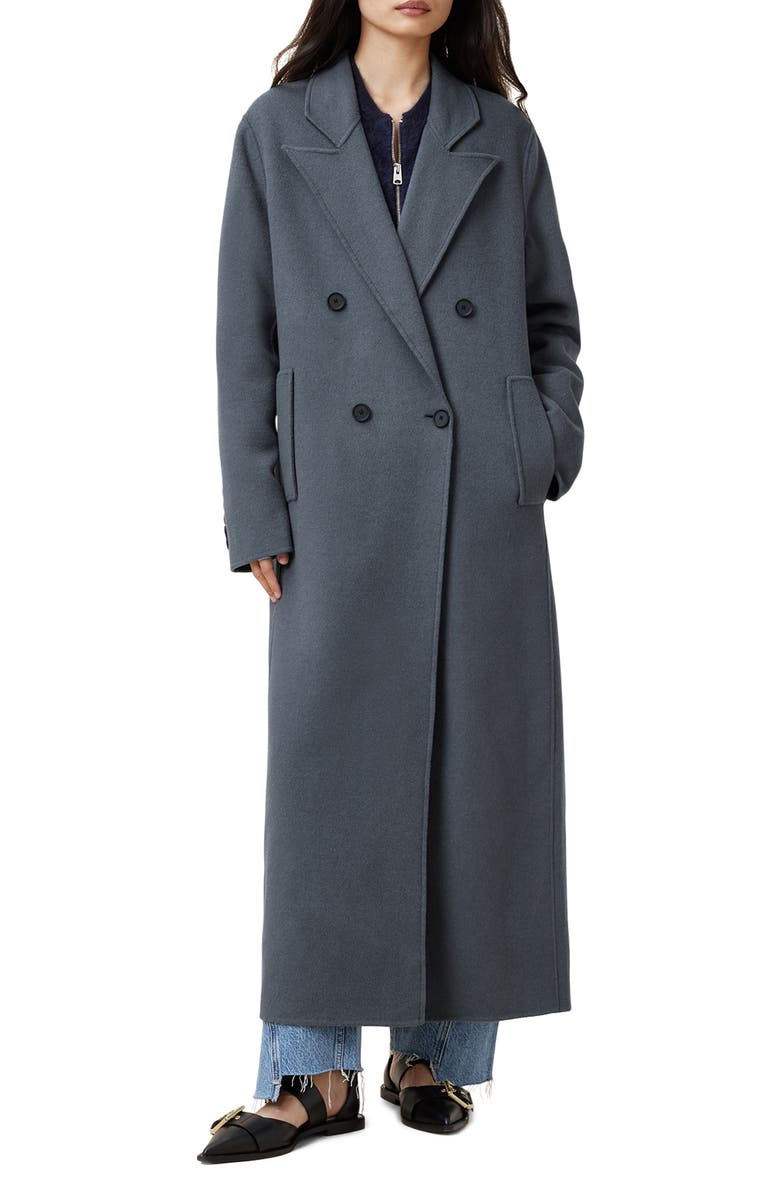 AllSaints Pheebee Double Breasted Wool Blend Coat, Main, color, 