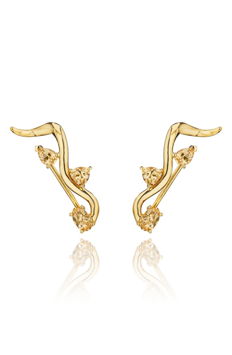 Hueb Mirage Orange Sapphire Ear Climbers, Main, color, 