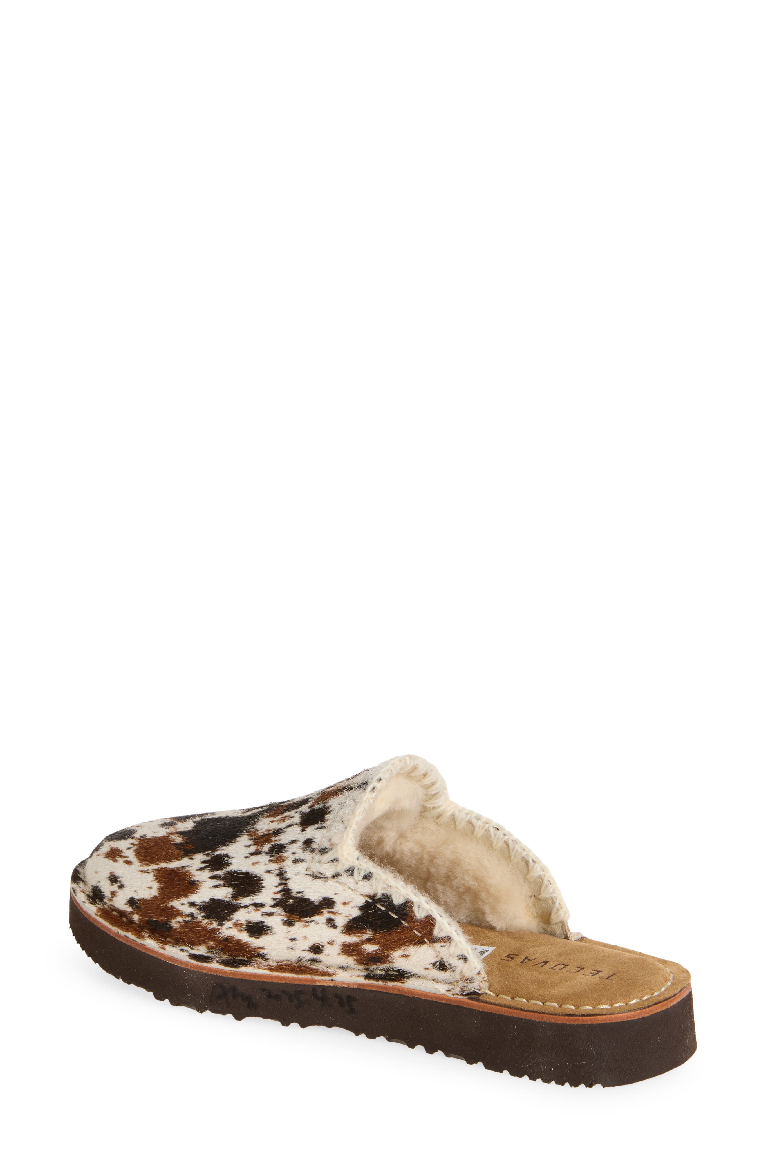 The Olivia Brown Genuine Shearling Lined Mule, Alternate, color, HAIR ON HIDE