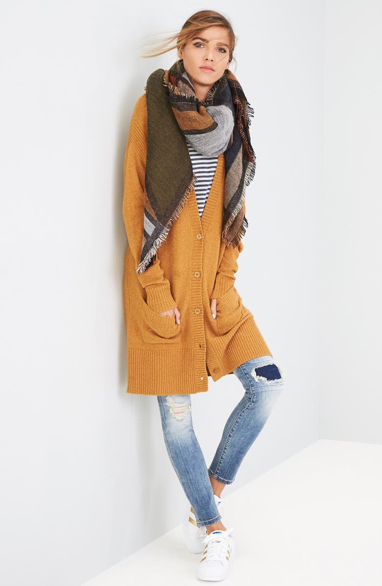 BP. Geo Pattern Woven Square Scarf, Alternate, color, 