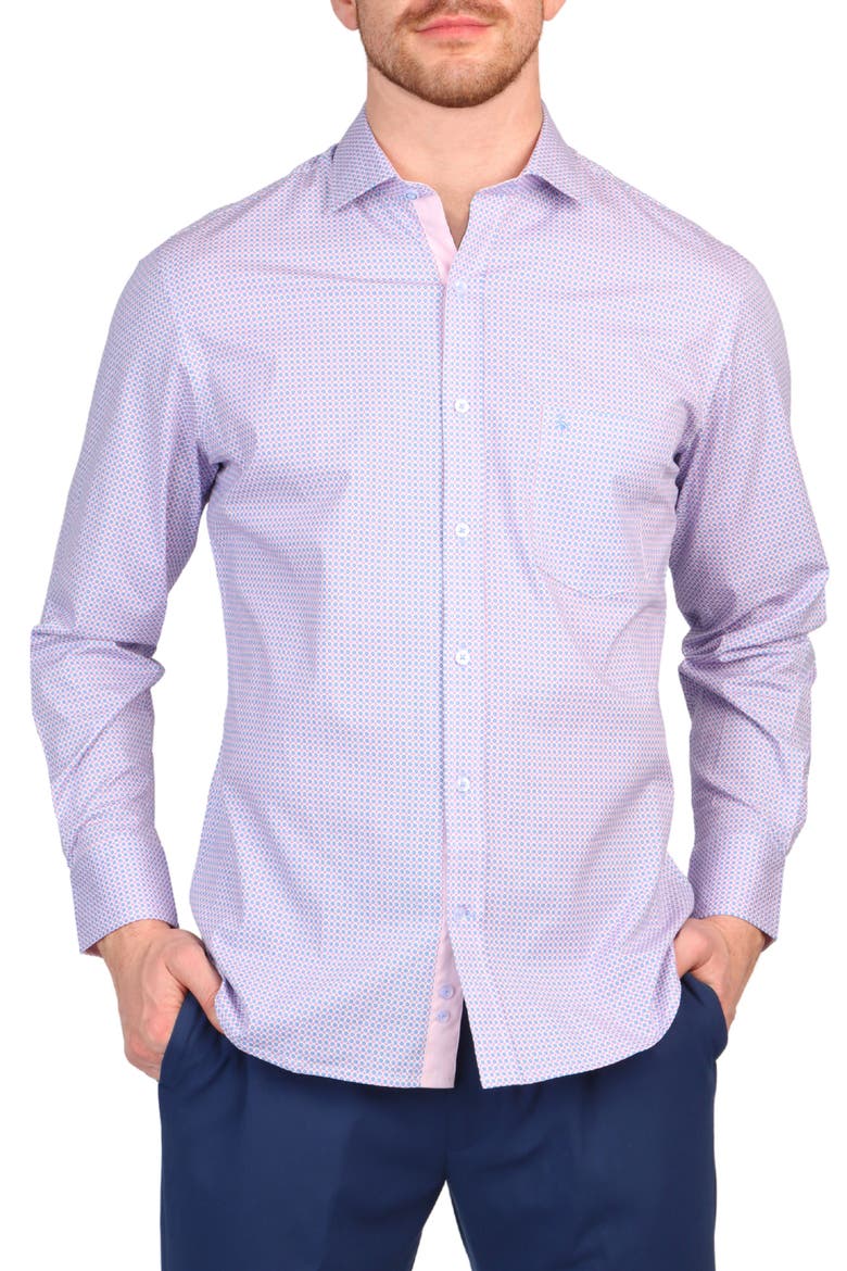 Miniretro Cotton Stretch Button Down Shirt, Main, color, LIGHT PINK