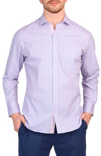 Shop Tailorbyrd Miniretro Cotton Stretch Button Down Shirt In Light Pink