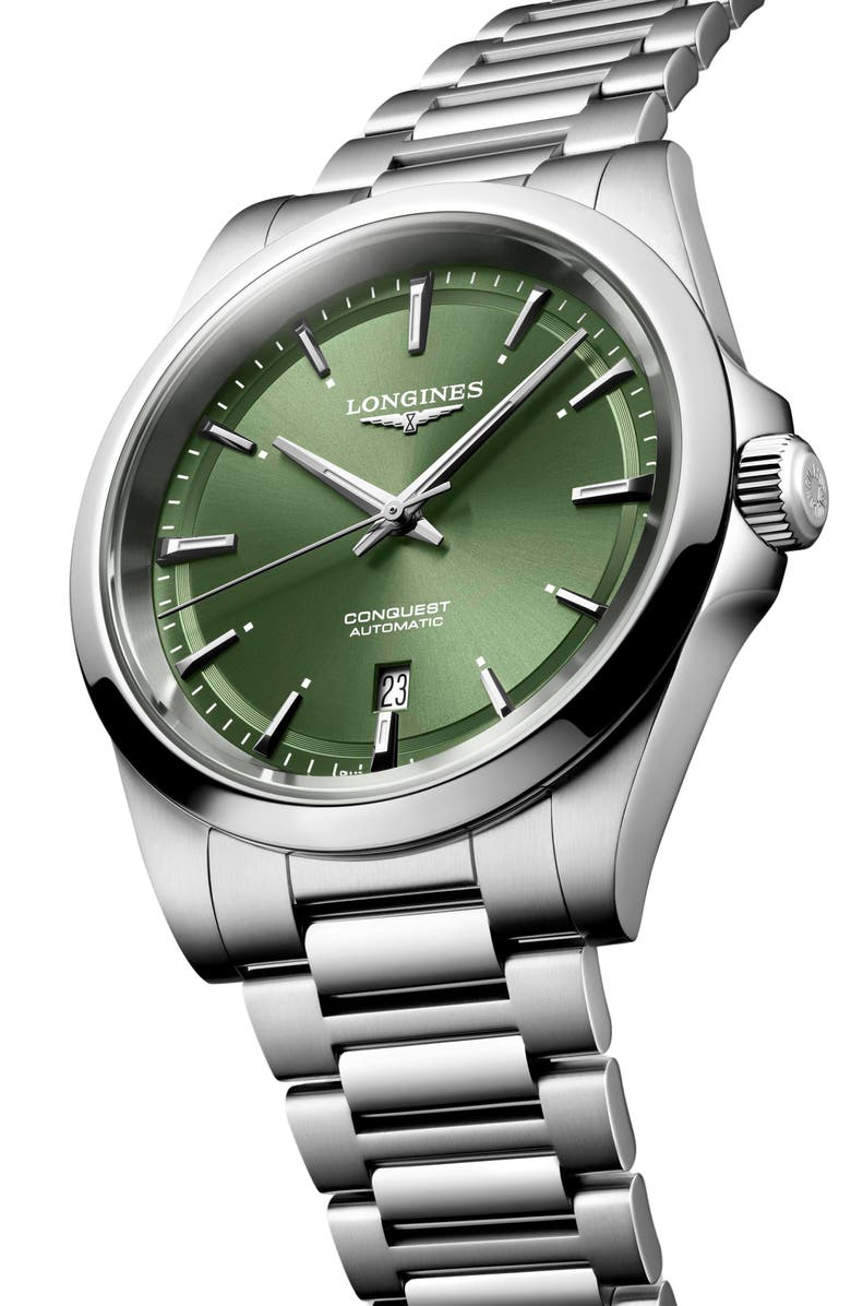 Longines Conquest Automatic Bracelet Watch, 41mm, Alternate, color, Green