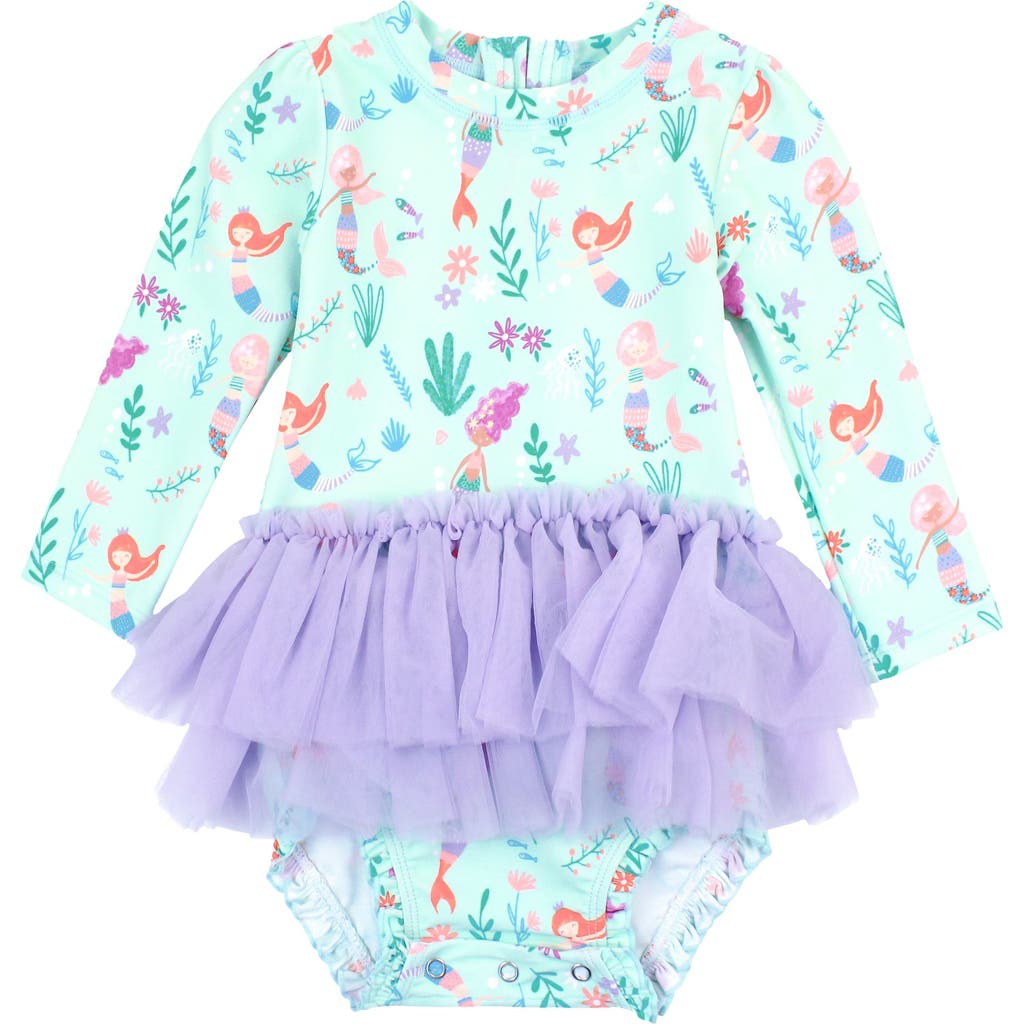 Rufflebutts Baby + Toddler Girls Upf50+ Tulle Skirted One Piece Rash Guard