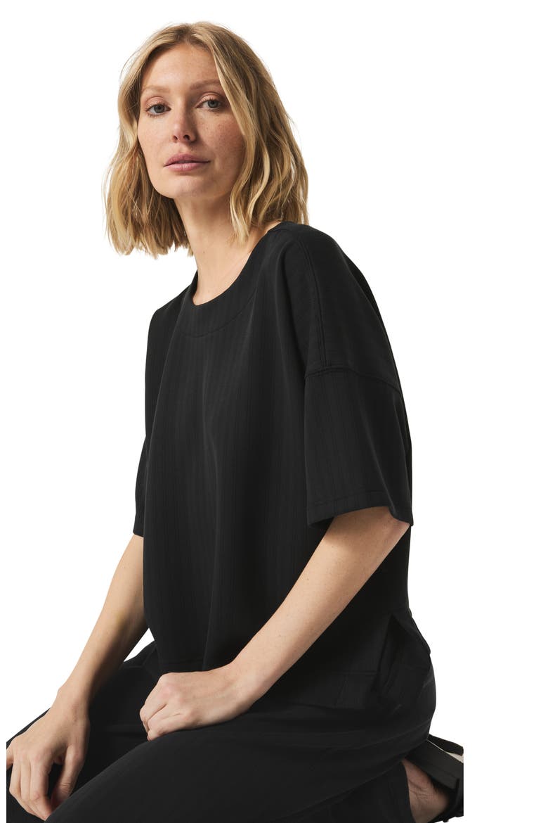 x @cellajaneblog Oversize Rib Scuba Knit T-Shirt, Alternate, color, BLACK
