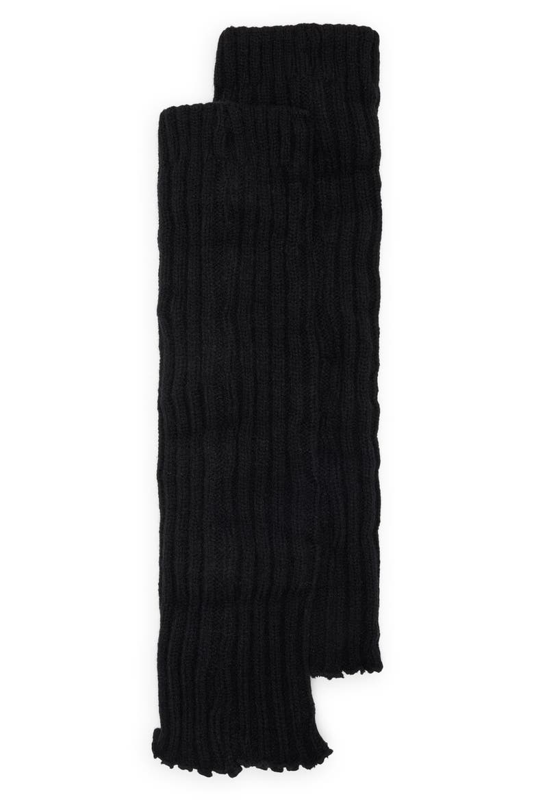 Ribbed Lettuce Edge Leg Warmers, Main, color, BLACK