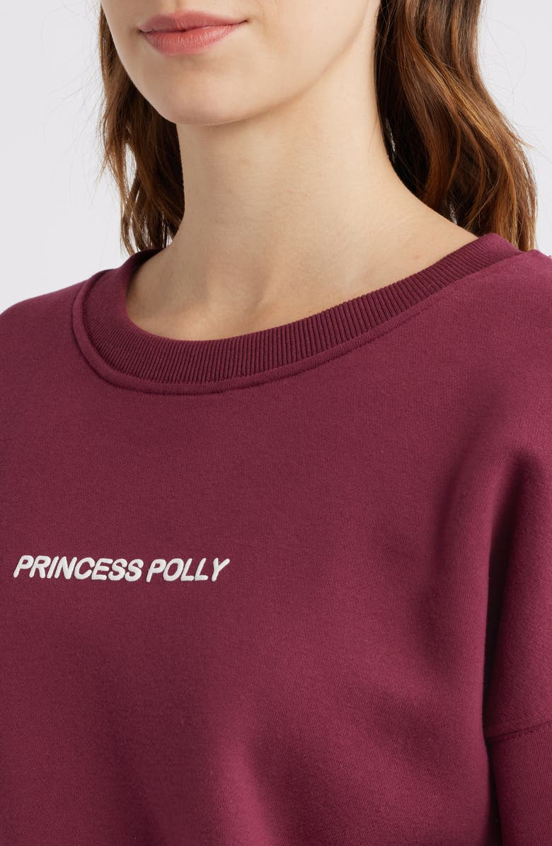 Princess Polly Logo Graphic Crewneck Sweatshirt, Alternate, color, Burgundy