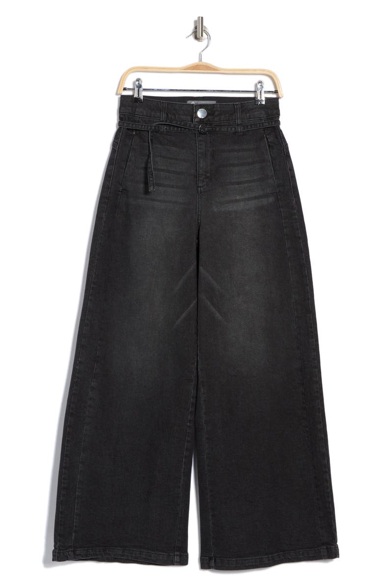 Democracy Ultra Skyrise Belted Wide Leg Jeans, Alternate, color, Washed Black