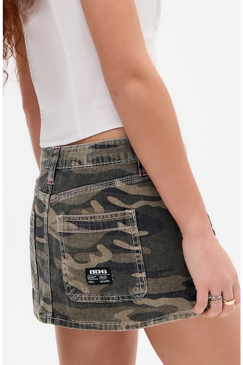 Camo Low Rise Carpenter Denim Miniskirt, Alternate, color, CAMO
