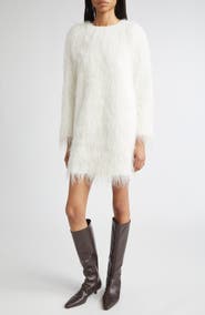 LOULOU DE SAISON Tina Long Sleeve Fringe Minidress