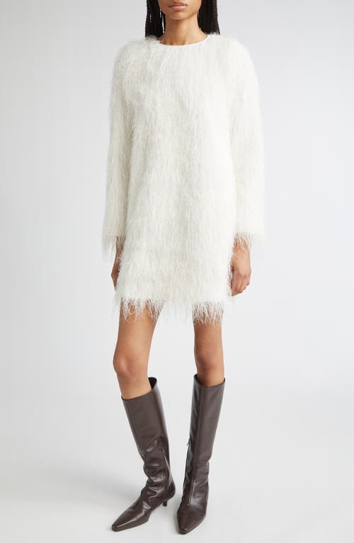 Loulou De Saison Tina Fringe Long-sleeve Mini Dress In White