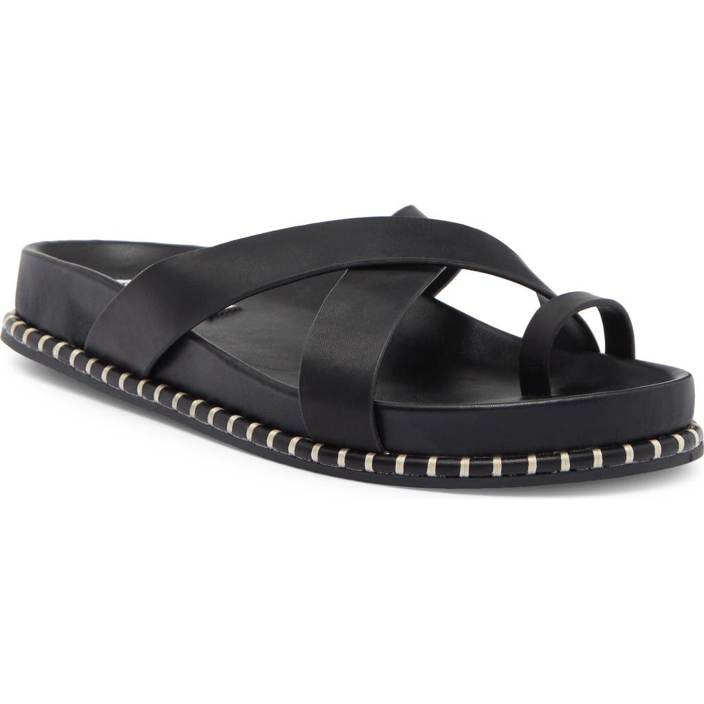 Steve Madden Viena Slide Sandal In Black Leather