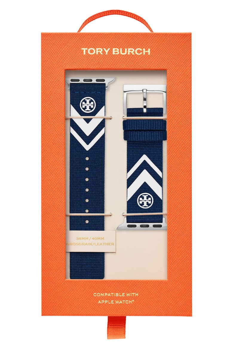 The Chevron Woven 20mm Apple® Watch Watchband, Alternate, color, BLUE