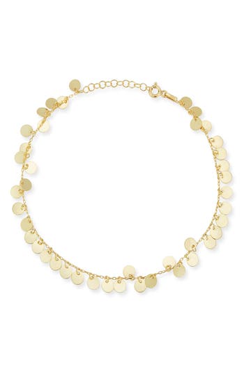 Chloe & Madison Chloe And Madison 14k Gold Vermeil Disc Charm Anklet In Gold