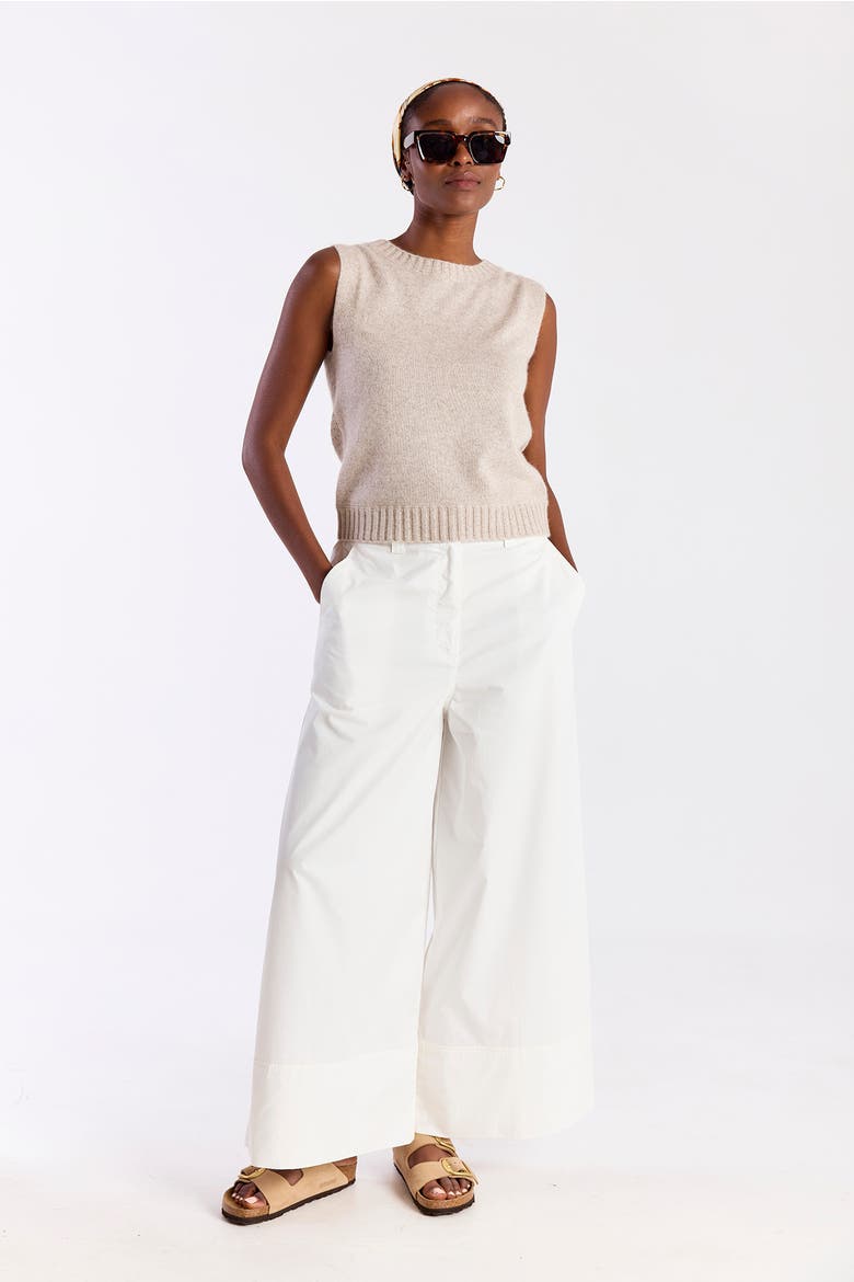 100% Cashmere Crew Neck Tank, Alternate, color, Wheat