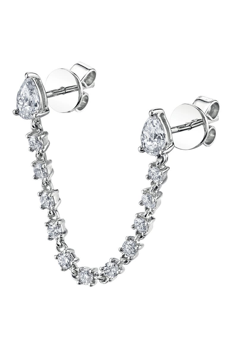 18k Gold Double Pear Diamond Loop Earring, Main, color, 18K WHITE GOLD