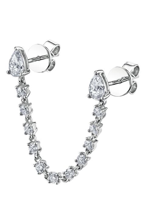 18k Gold Double Pear Diamond Loop Earring