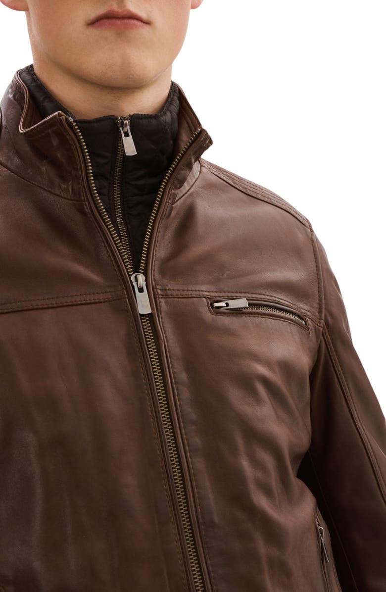 REGENCY Lambskin Leather Jacket, Alternate, color, Brown