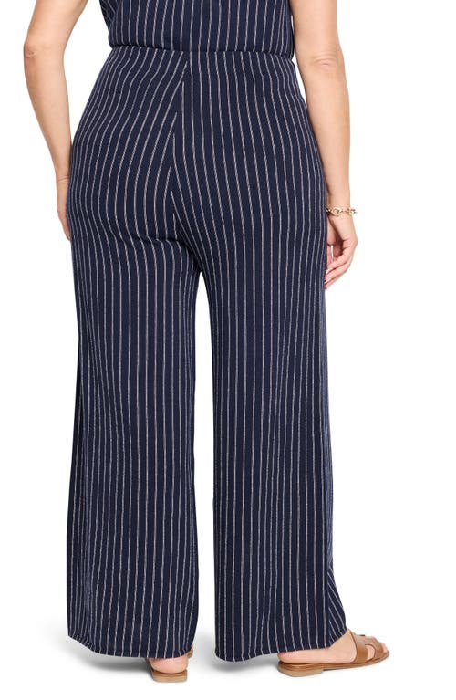 Nic + Zoe Nic+zoe Destination Stripe Wide Leg Knit Pants In Blue