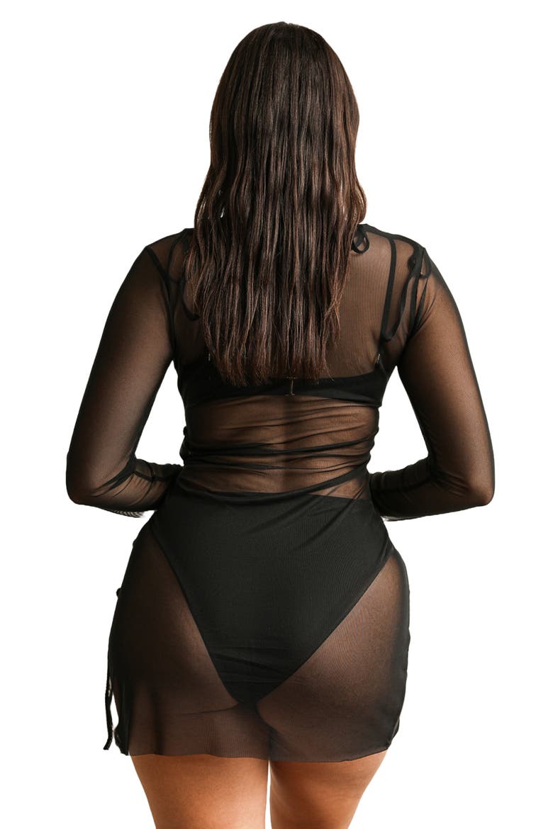 Main Long Sleeve Mesh Character Dress, Alternate, color, Black
