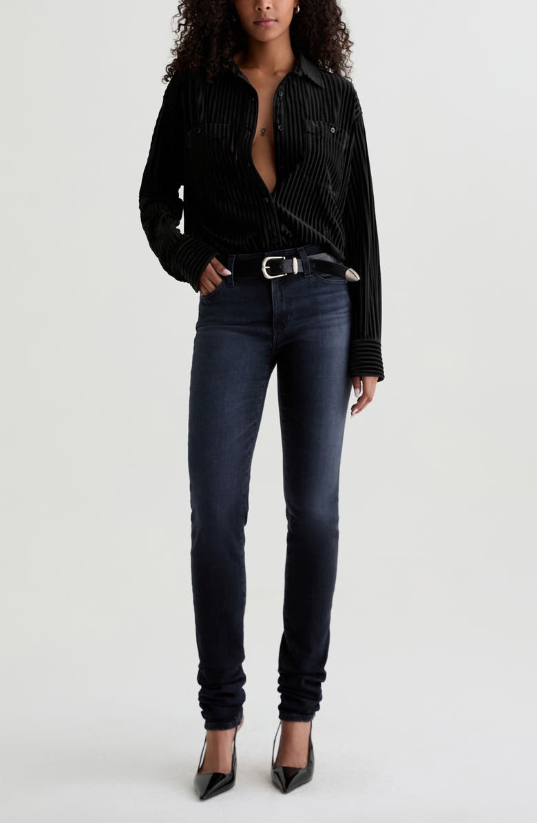 AG Viola Mid Rise Stacked Skinny Jeans, Alternate, color, Glitch