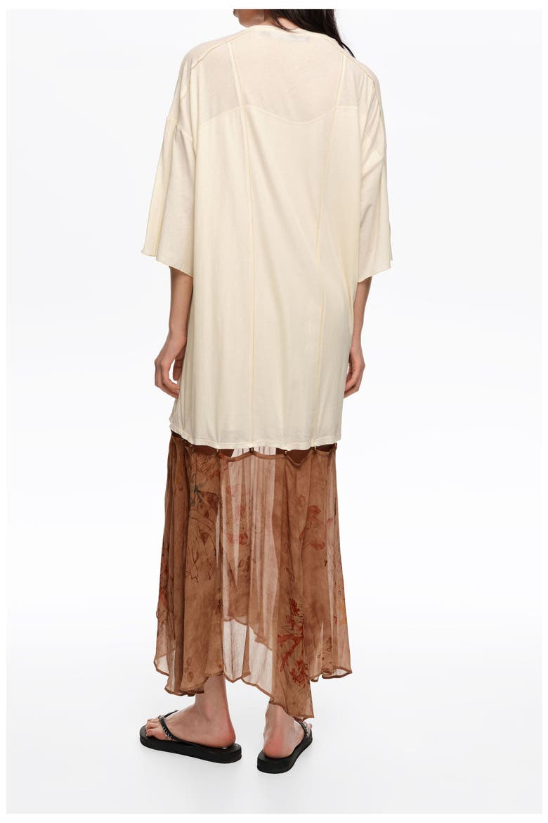 Two-Material Dress With Buttoned Hem, Alternate, color, UNDERWATER GARDEN