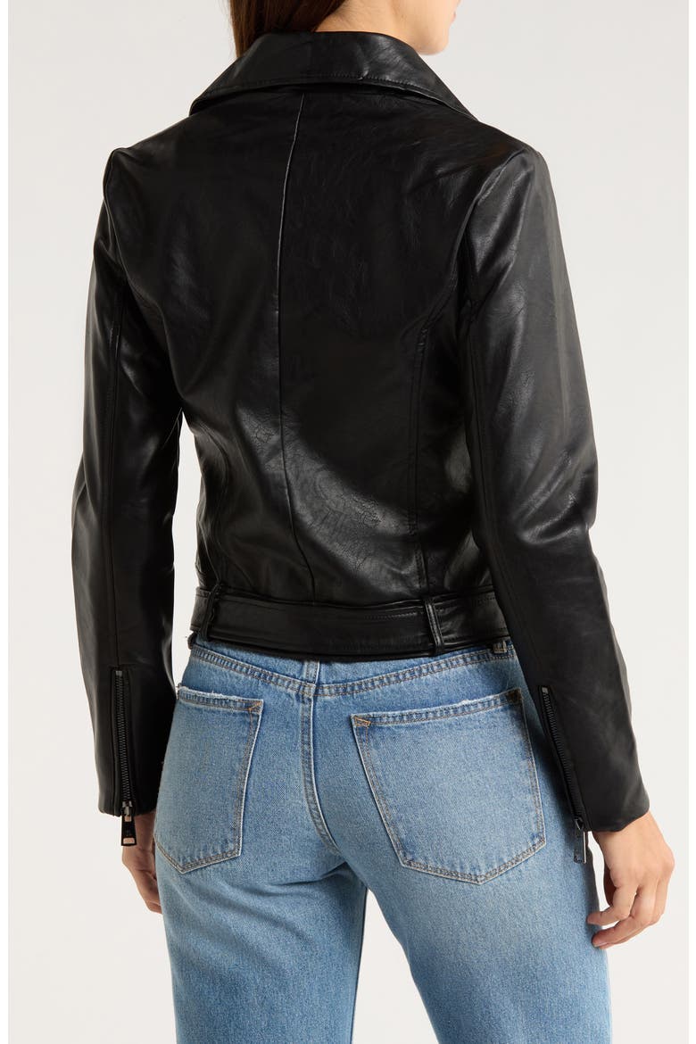 Faux Leather Moto Jacket, Alternate, color, BLACK