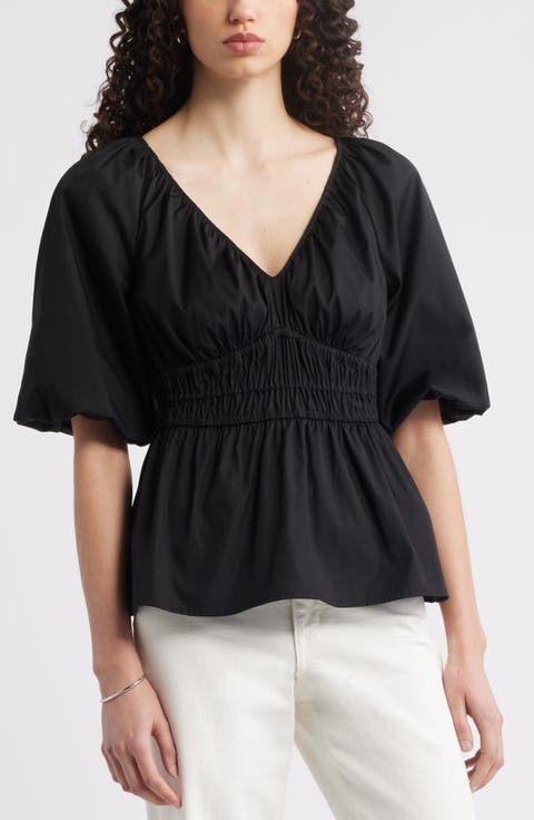 Puff Sleeve Cotton Poplin Shirt