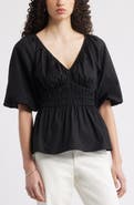 Nordstrom Puff Sleeve Cotton Poplin Shirt